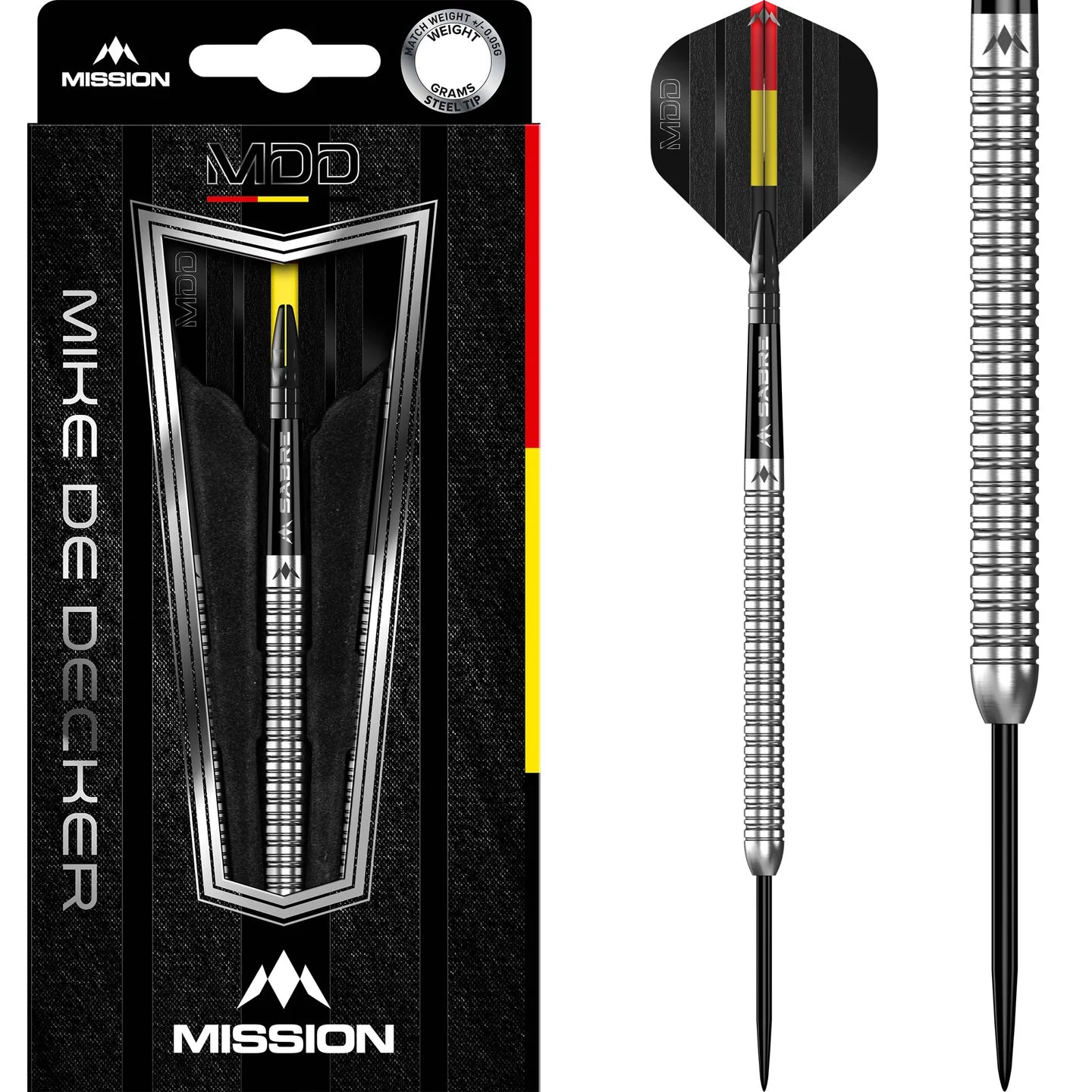 Mission Mike De Decker Darts - Steel Tip - 95% Tungsten - Silver